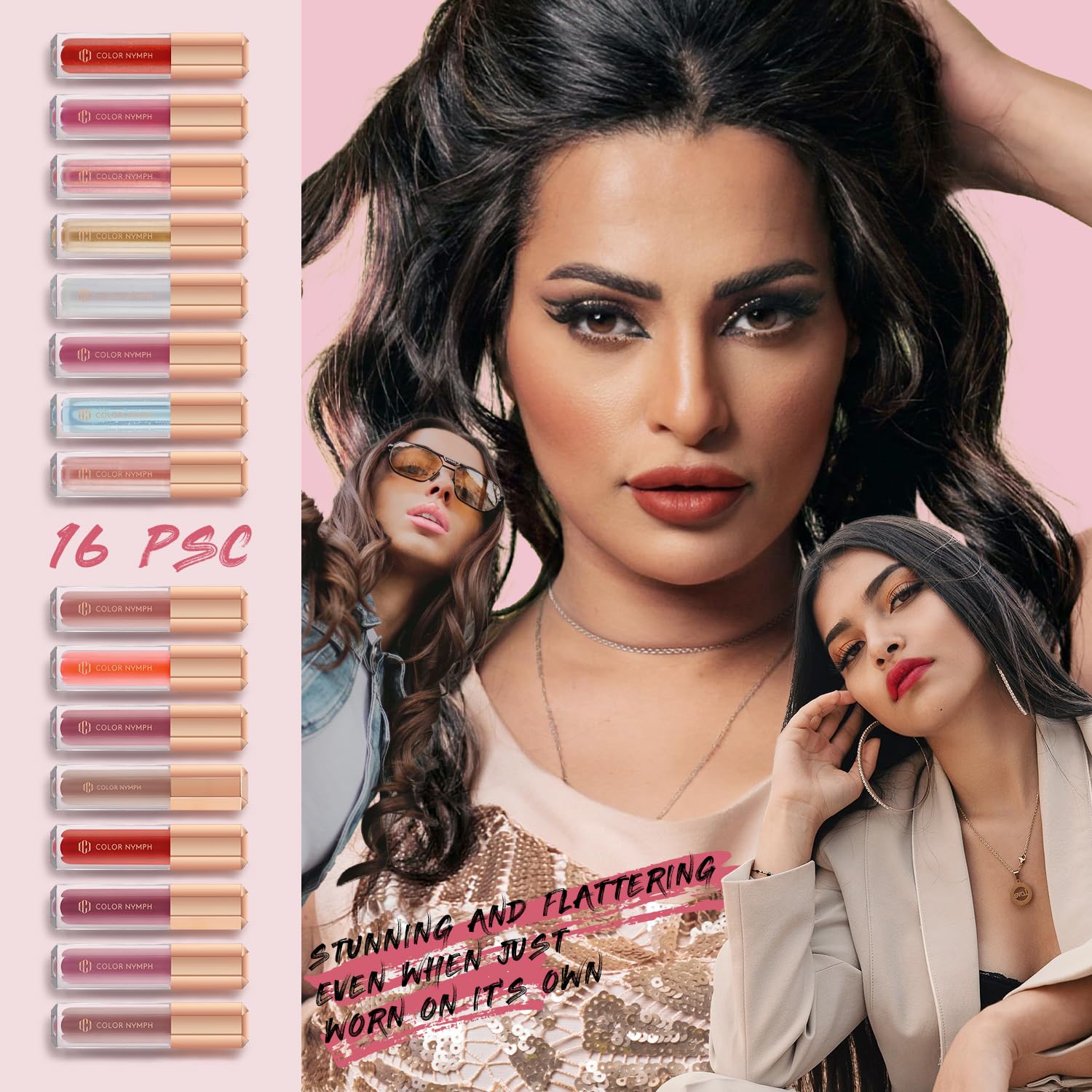 Color Nymph women's and girls gloss set includes 16 shades for all skin tones.