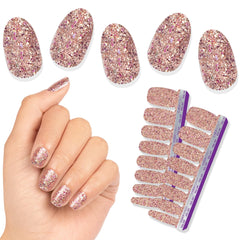 Color Street Tokyo Lights pink gold nail strips for a luxe night-out glow.