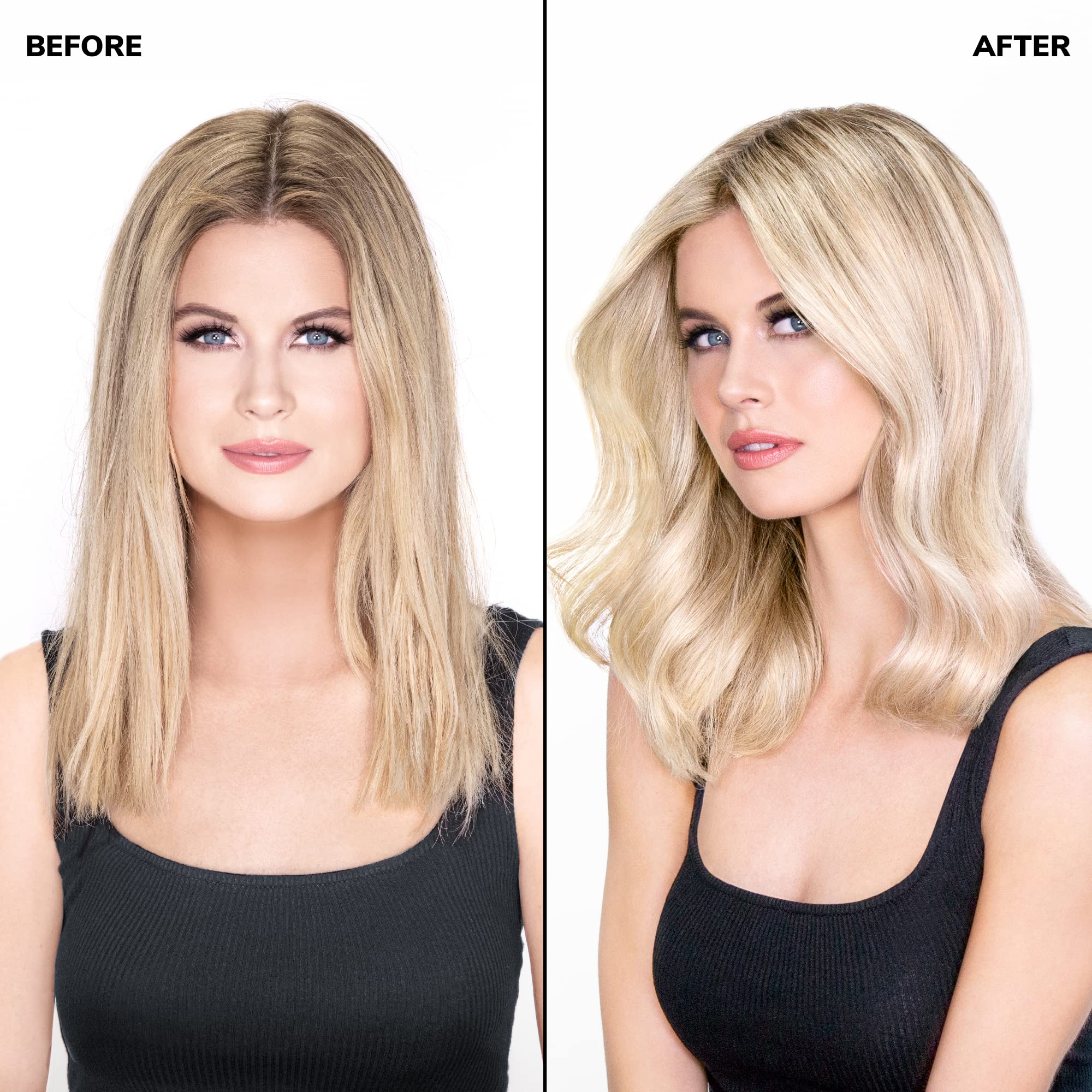 COLOR WOW applying purple foam to wet blonde hair for instant toning