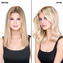 COLOR WOW applying purple foam to wet blonde hair for instant toning