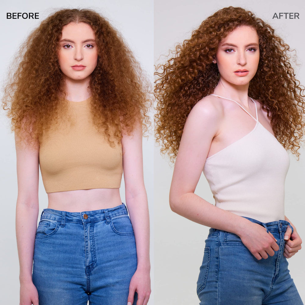 Applying COLOR WOW to dry curls before wetting to reduce tangles and breakage