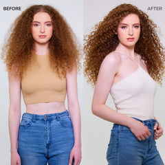 Applying COLOR WOW to dry curls before wetting to reduce tangles and breakage