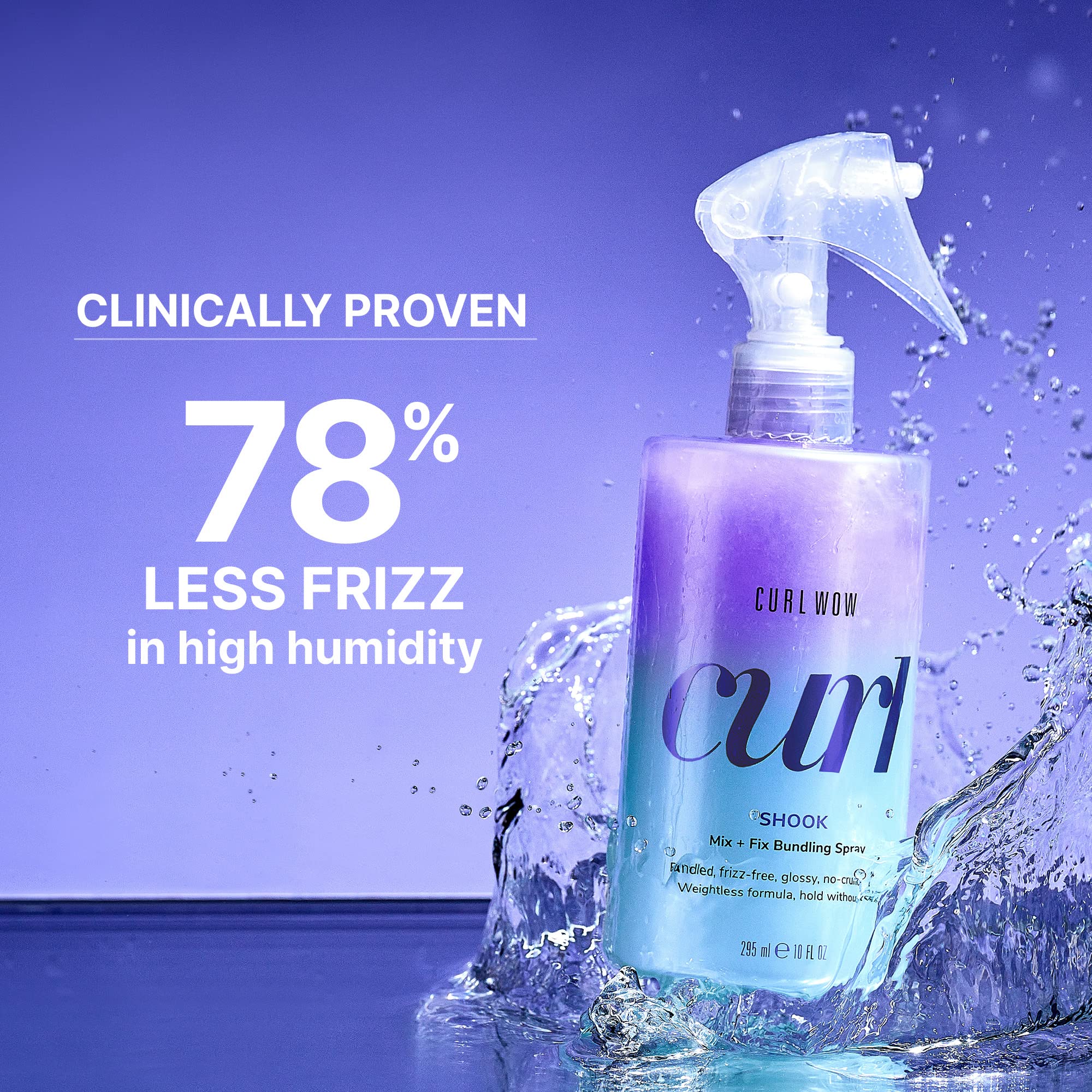 COLOR WOW misting on damp curls to define and reduce frizz