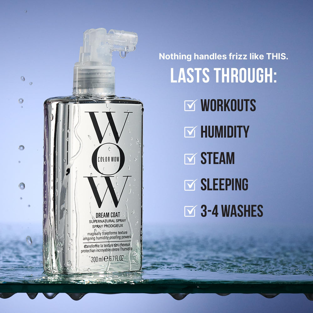 COLOR WOW in hand for size comparison indicating 6.7 fl oz convenience