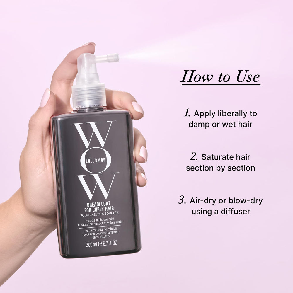 COLOR WOW bottle in hand showing travel-friendly size and convenience