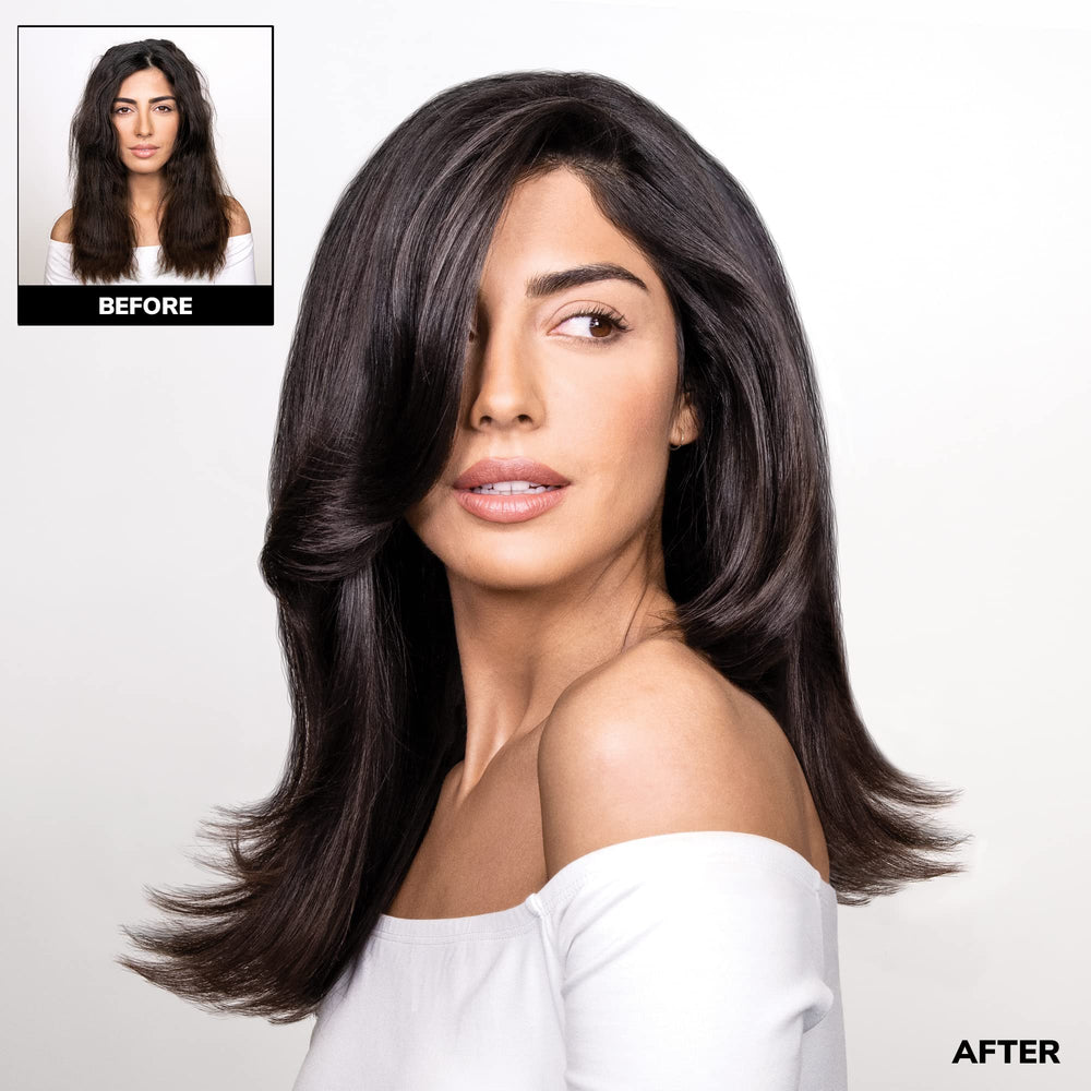 COLOR WOW after-treatment hair showing glossy, frizz-reduced finish