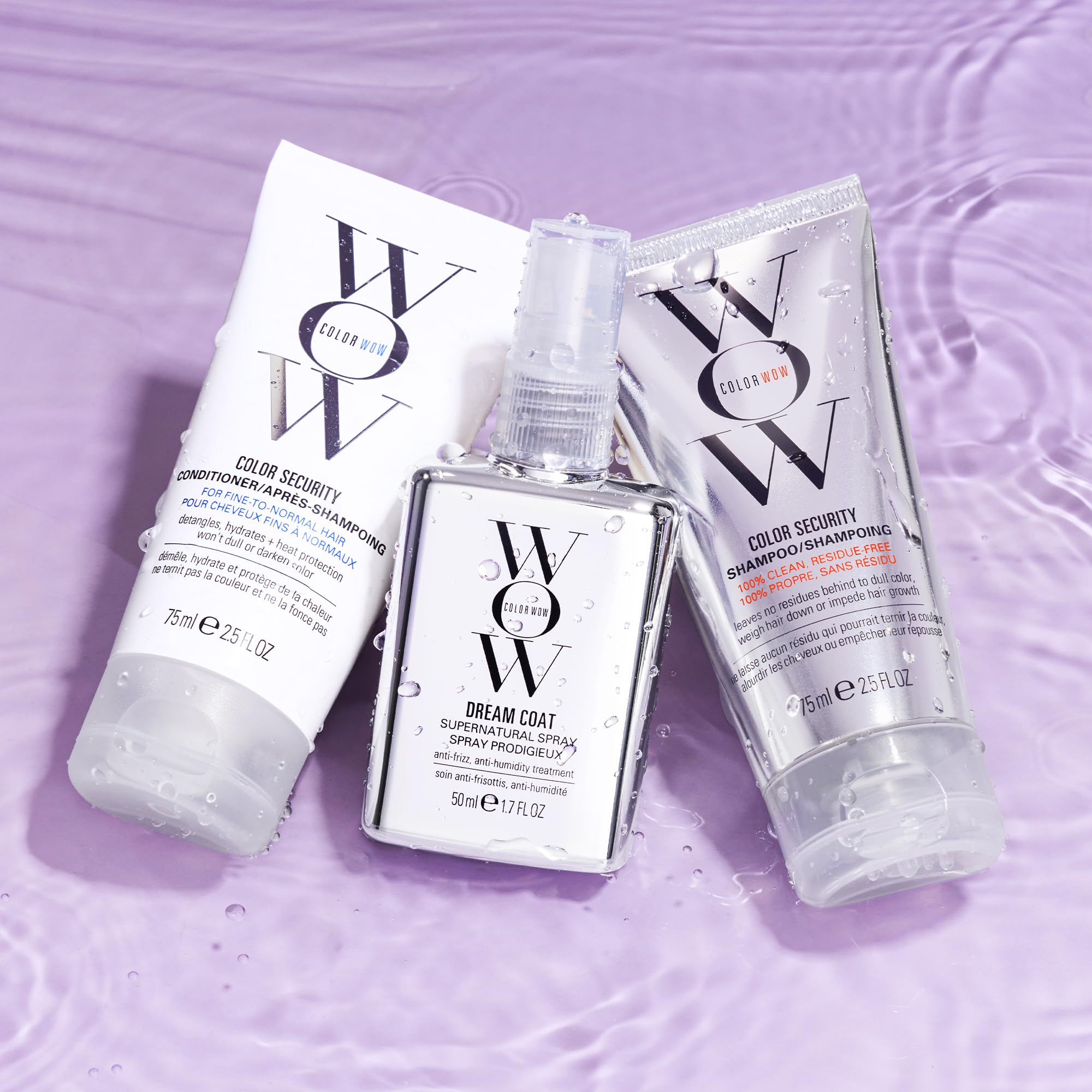 COLOR WOW Color Security Shampoo close-up bottle label highlighting gentle cleanse benefit
