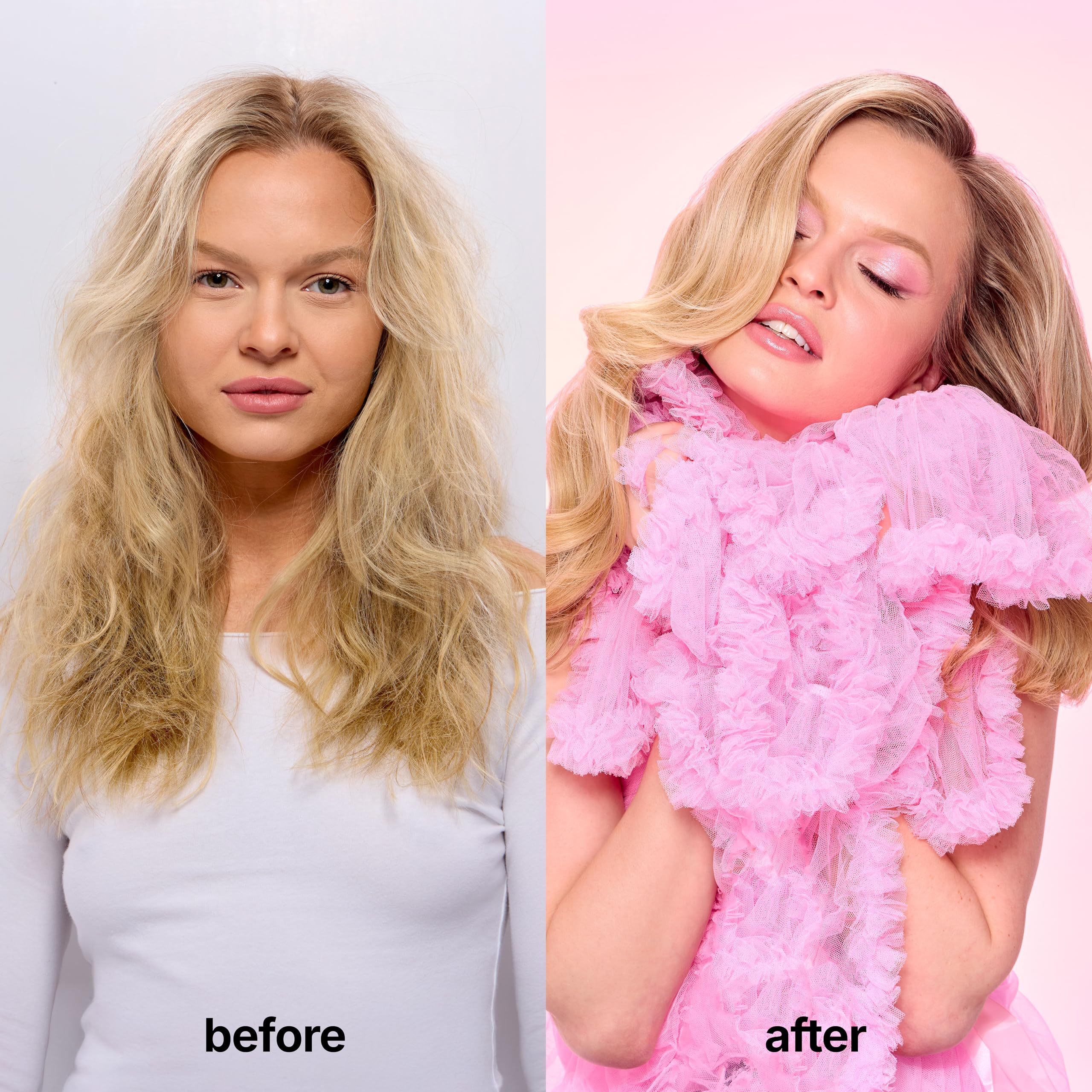 COLOR WOW lifestyle bathroom scene showing relaxed routine and polished hair result