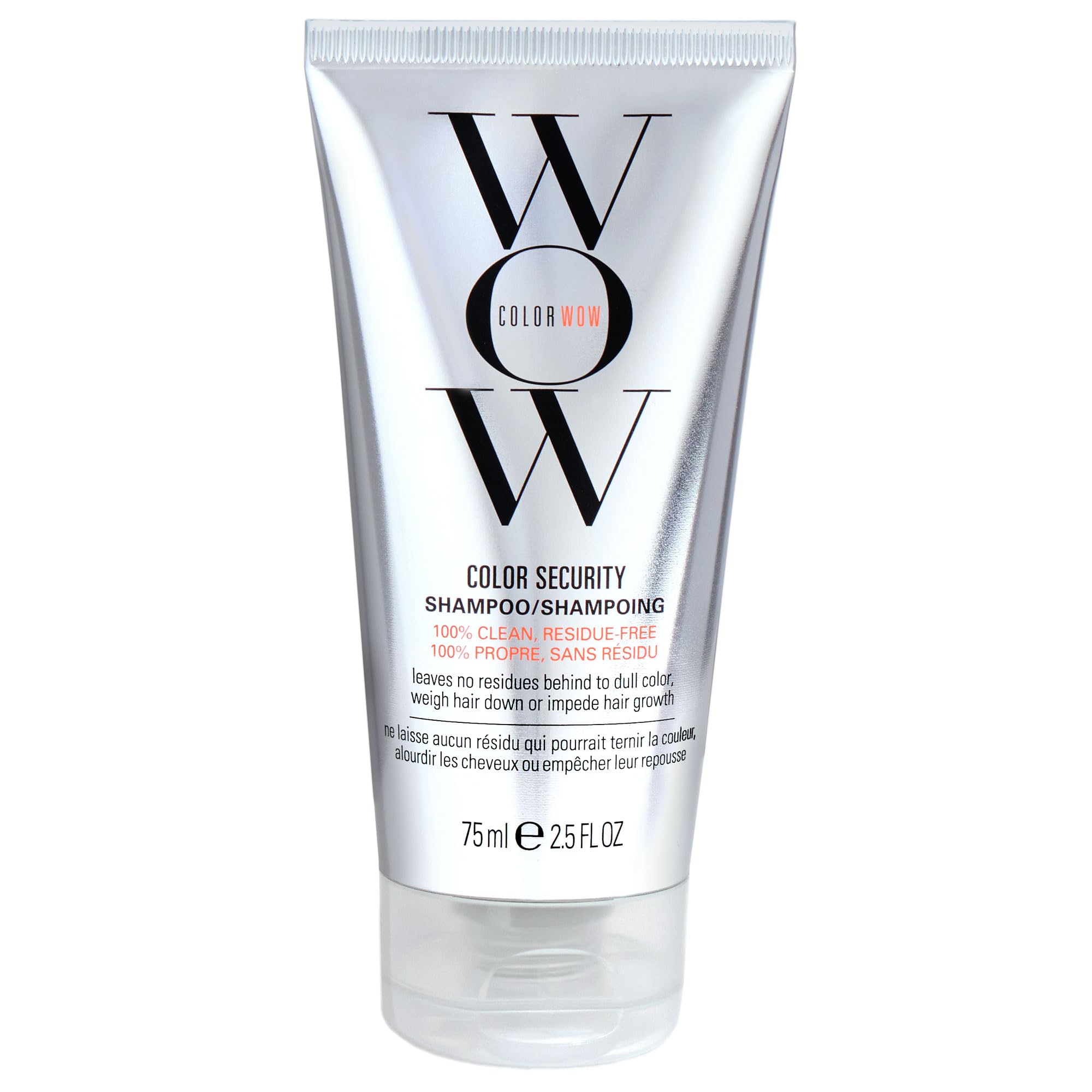 COLOR WOW front packaging showing 2.5 fl oz bottle and clear branding benefit travel-friendly