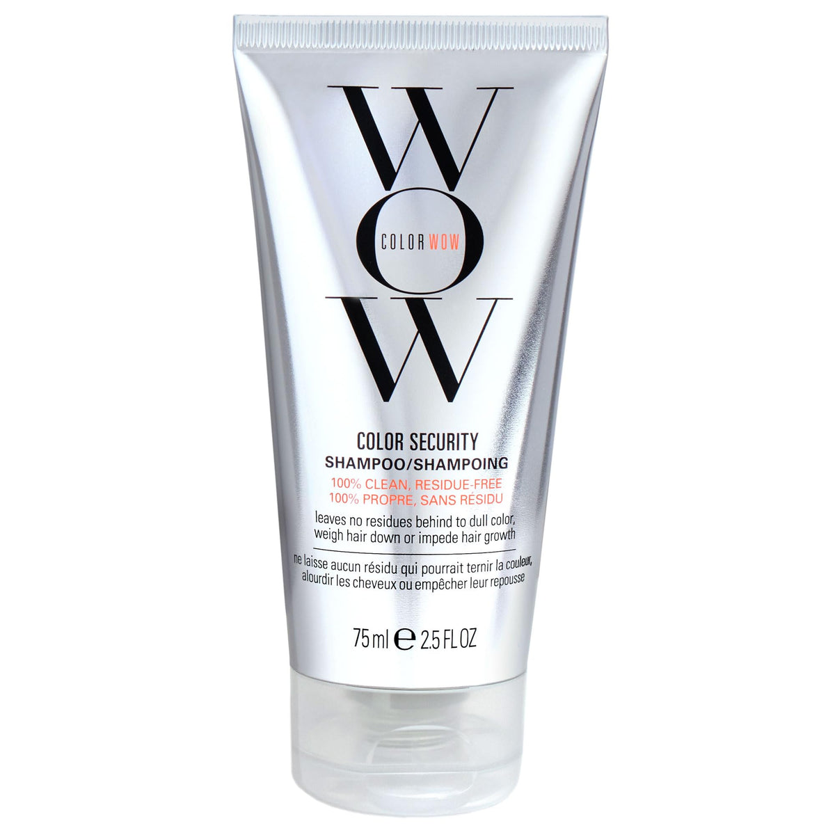 COLOR WOW front packaging showing 2.5 fl oz bottle and clear branding benefit travel-friendly