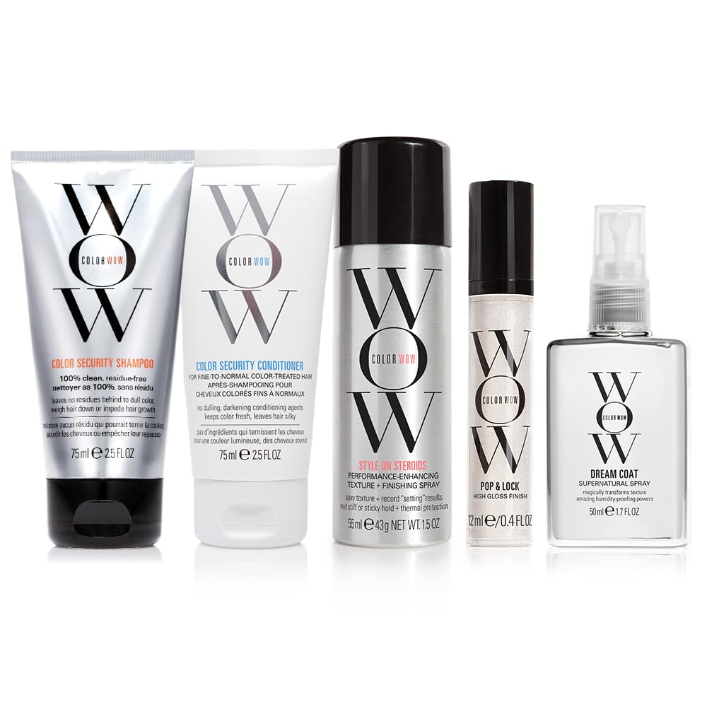 COLOR WOW clear pouch with travel kit visible for easy airport checks and convenience