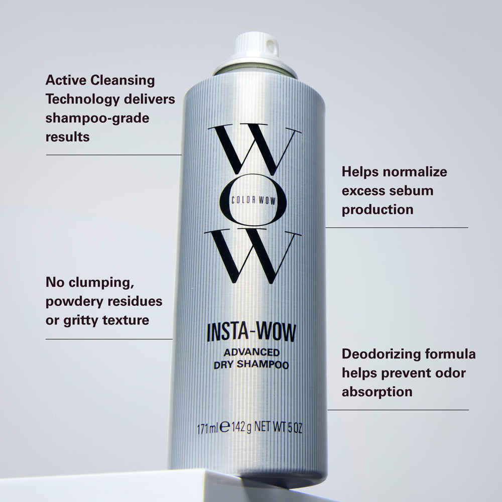 COLOR WOW bottle beside hand showing product size and portability benefit
