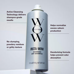COLOR WOW bottle beside hand showing product size and portability benefit