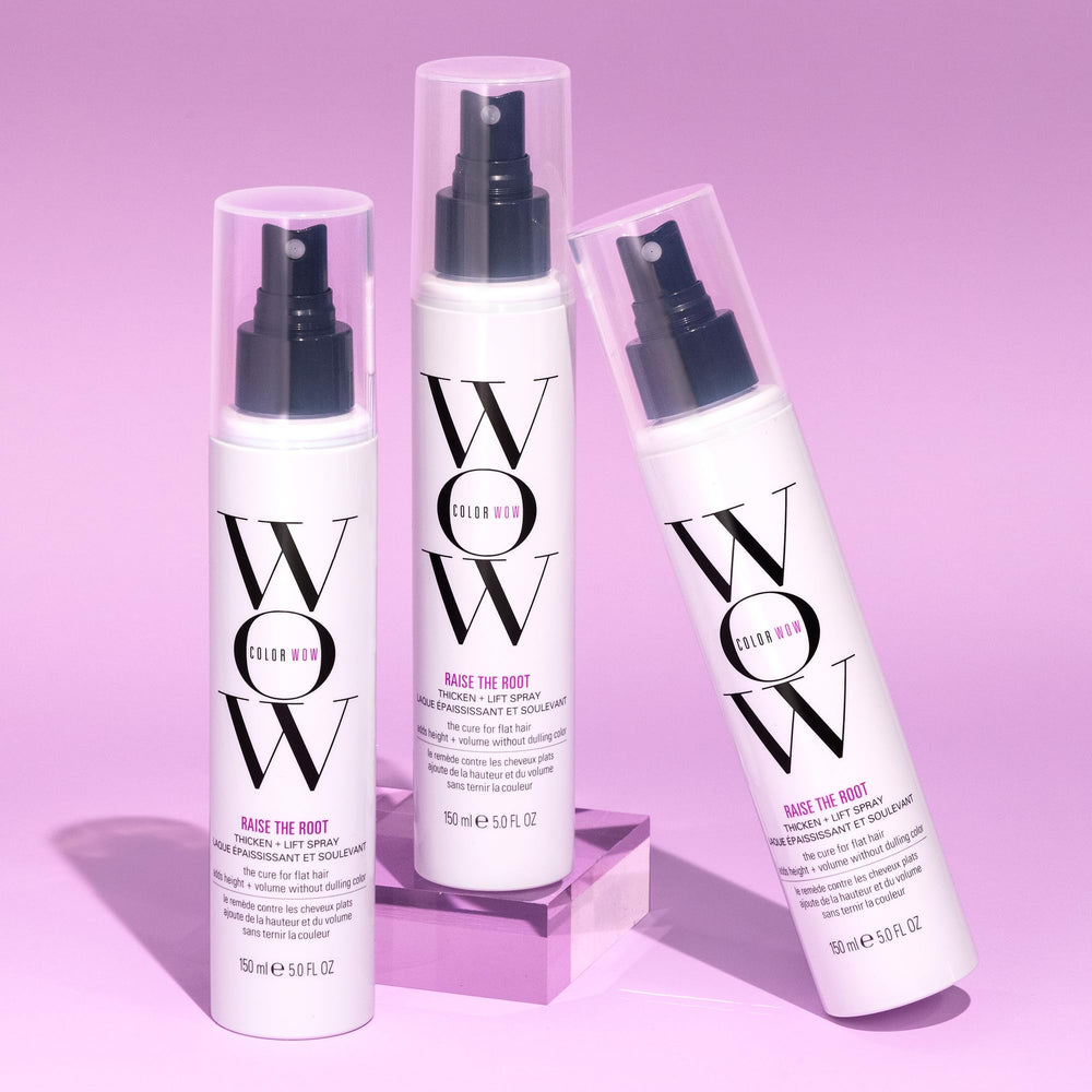 COLOR WOW in a bathroom styling scene showing salon-quality results