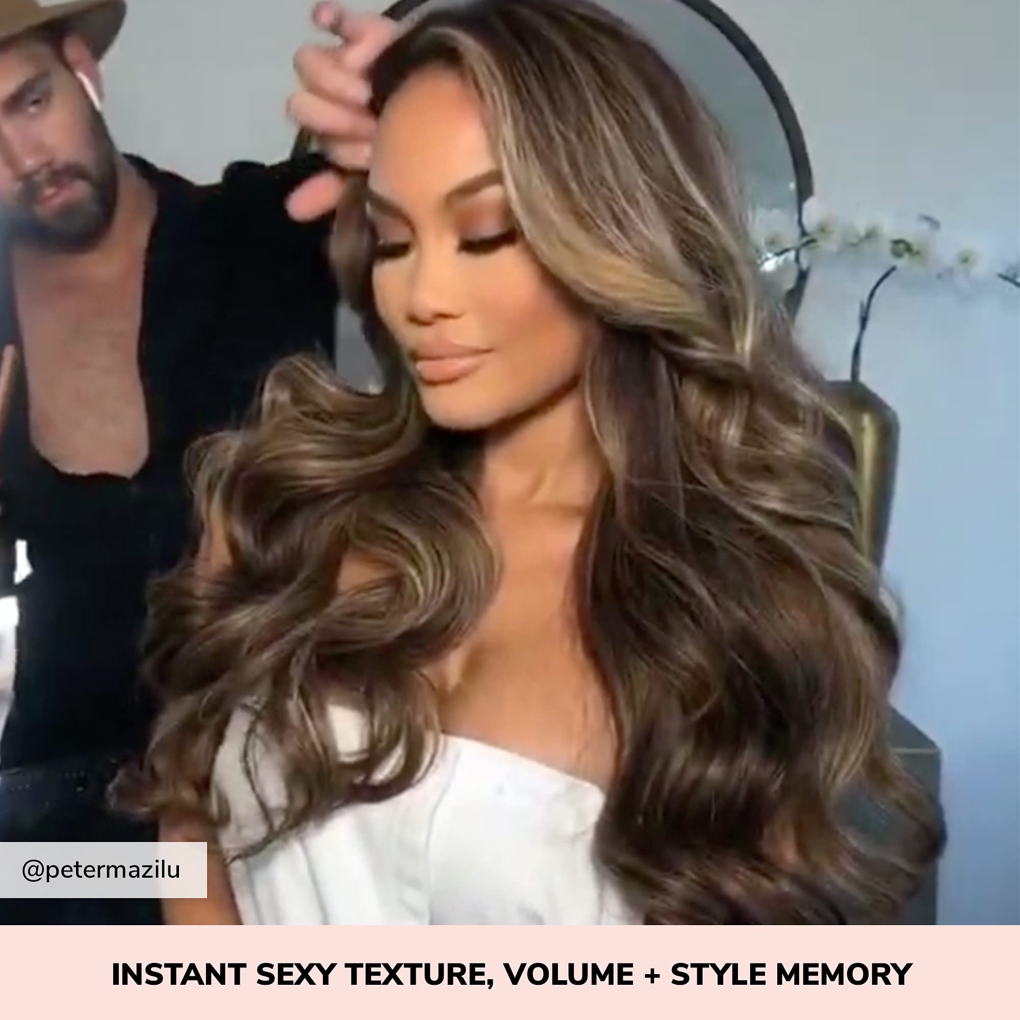 COLOR WOW lifestyle shot styling second-day hair for effortless refreshed volume