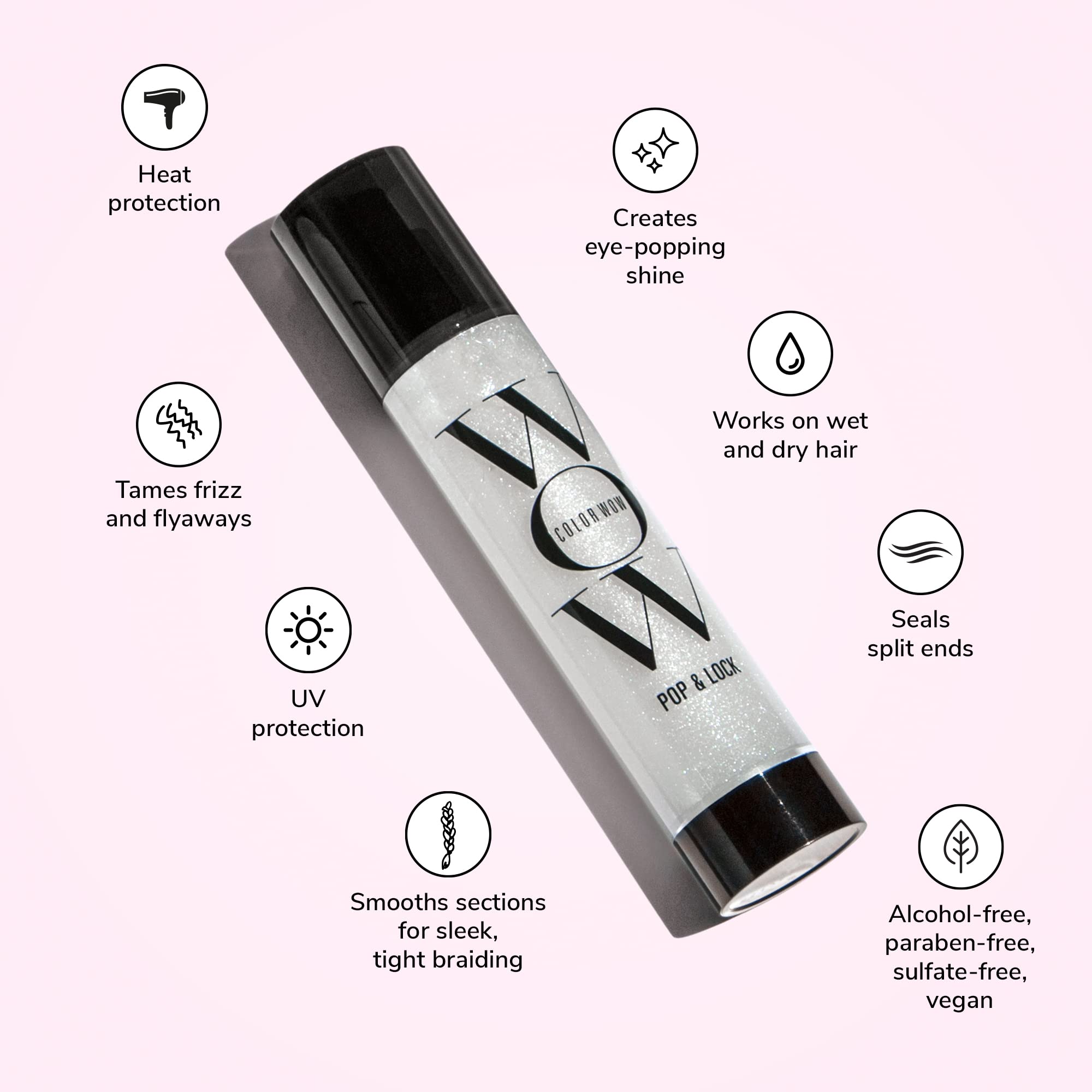 COLOR WOW pump dispensing clear serum texture illustrating lightweight, non-greasy finish