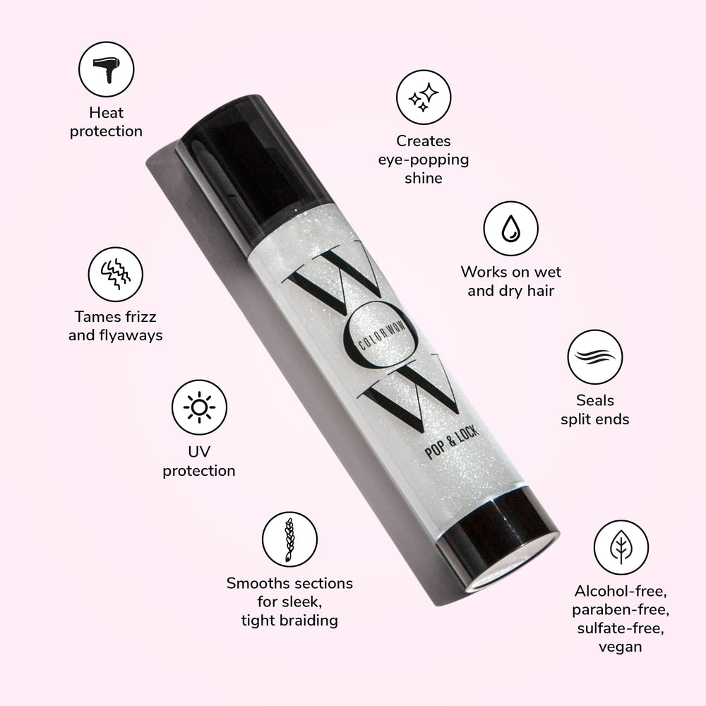 COLOR WOW pump dispensing clear serum texture illustrating lightweight, non-greasy finish