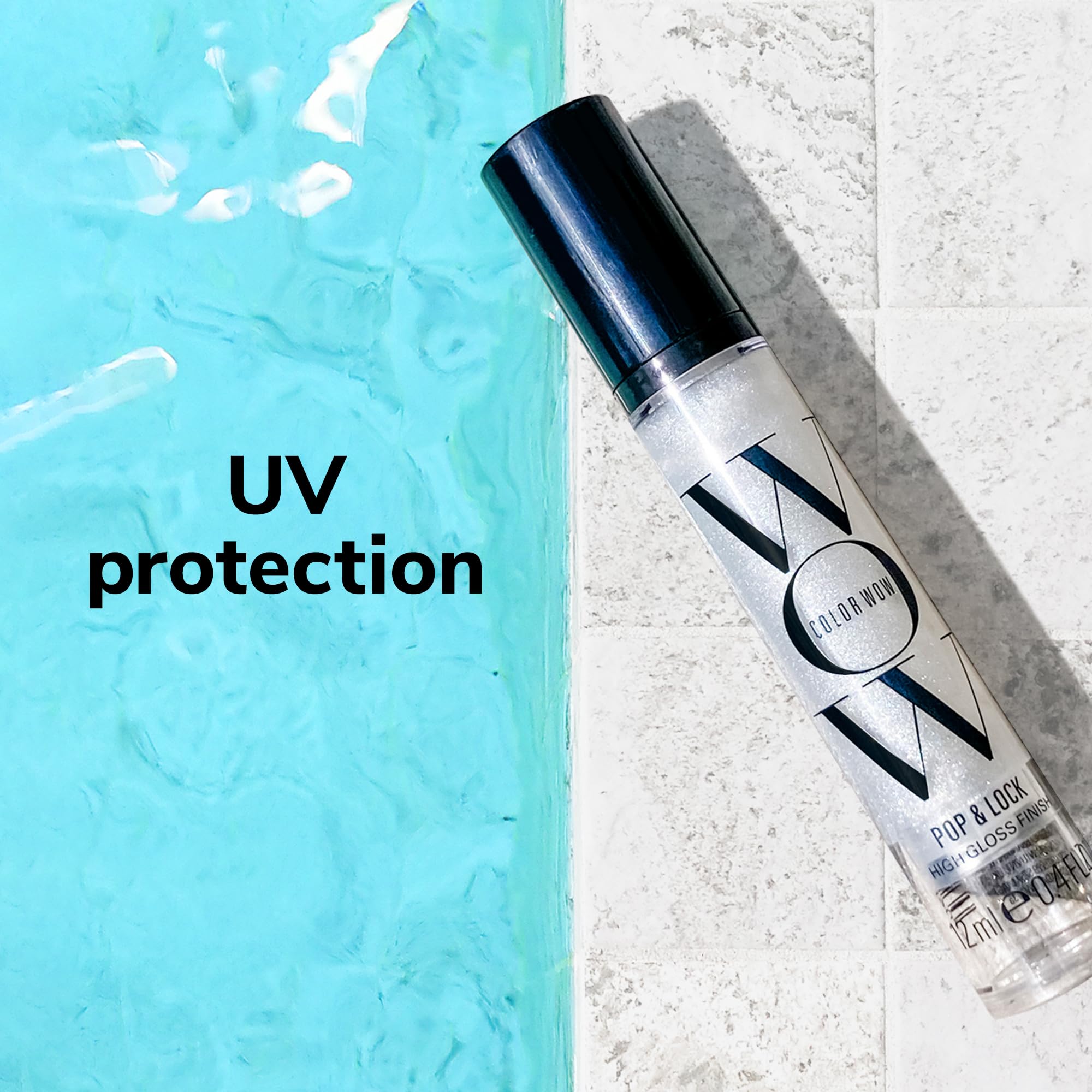 COLOR WOW Pop + Lock high-gloss treatment applied for shine and UV protection finish