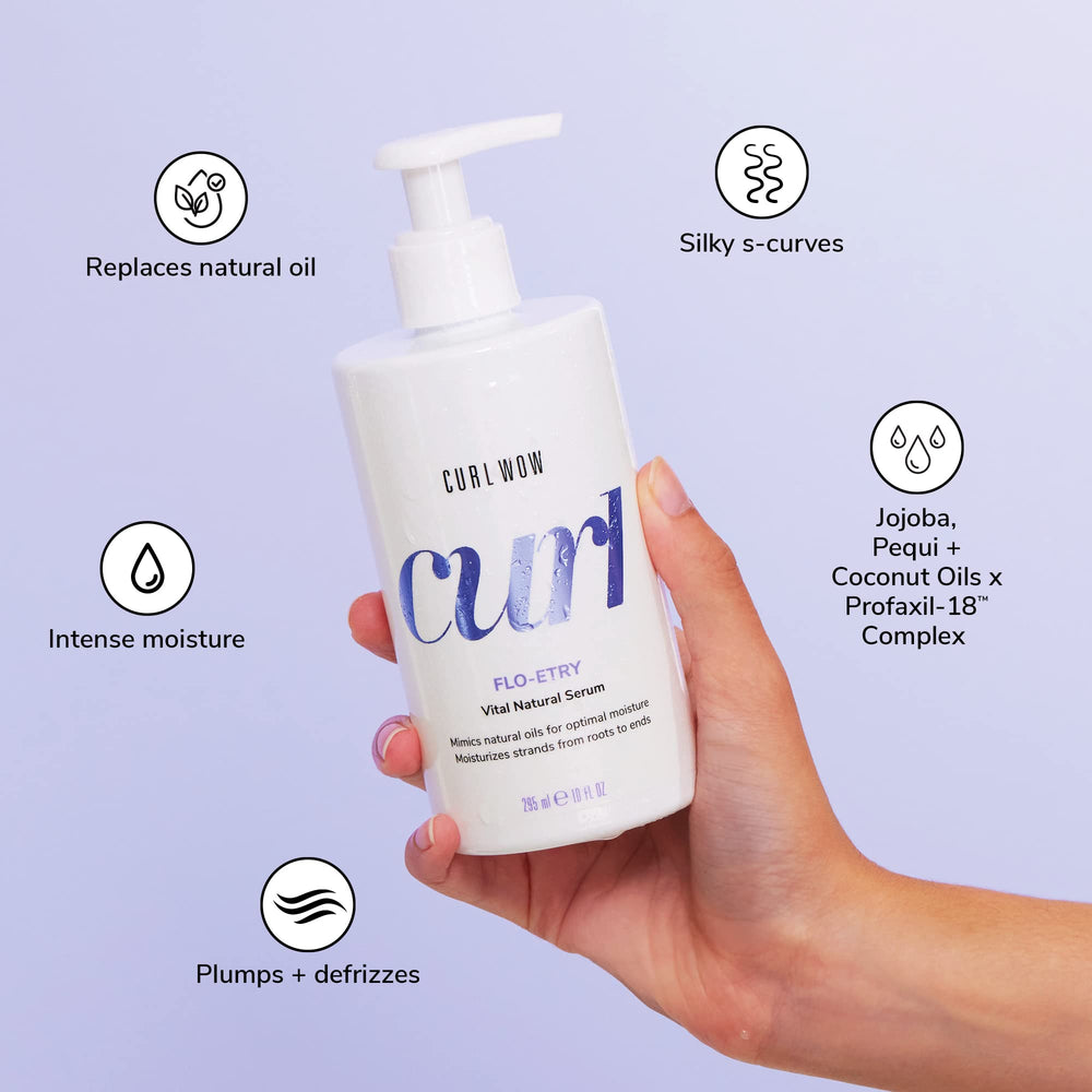 COLOR WOW serum held in hand to show compact size and portability