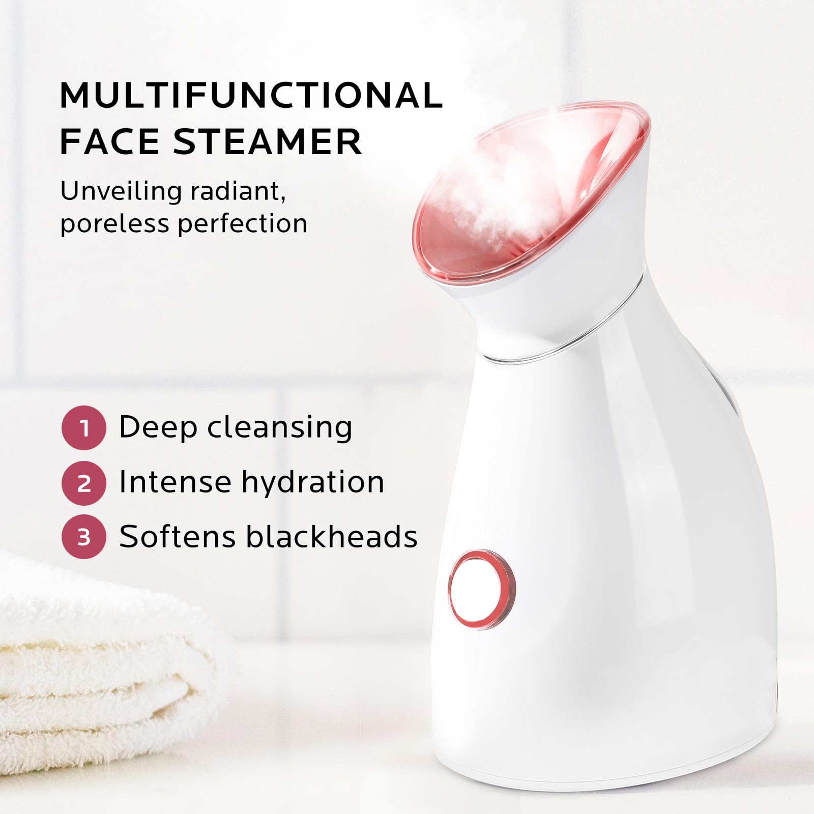 Colorfarm face steamer nano-steam close-up highlighting ultra-fine mist for skincare.