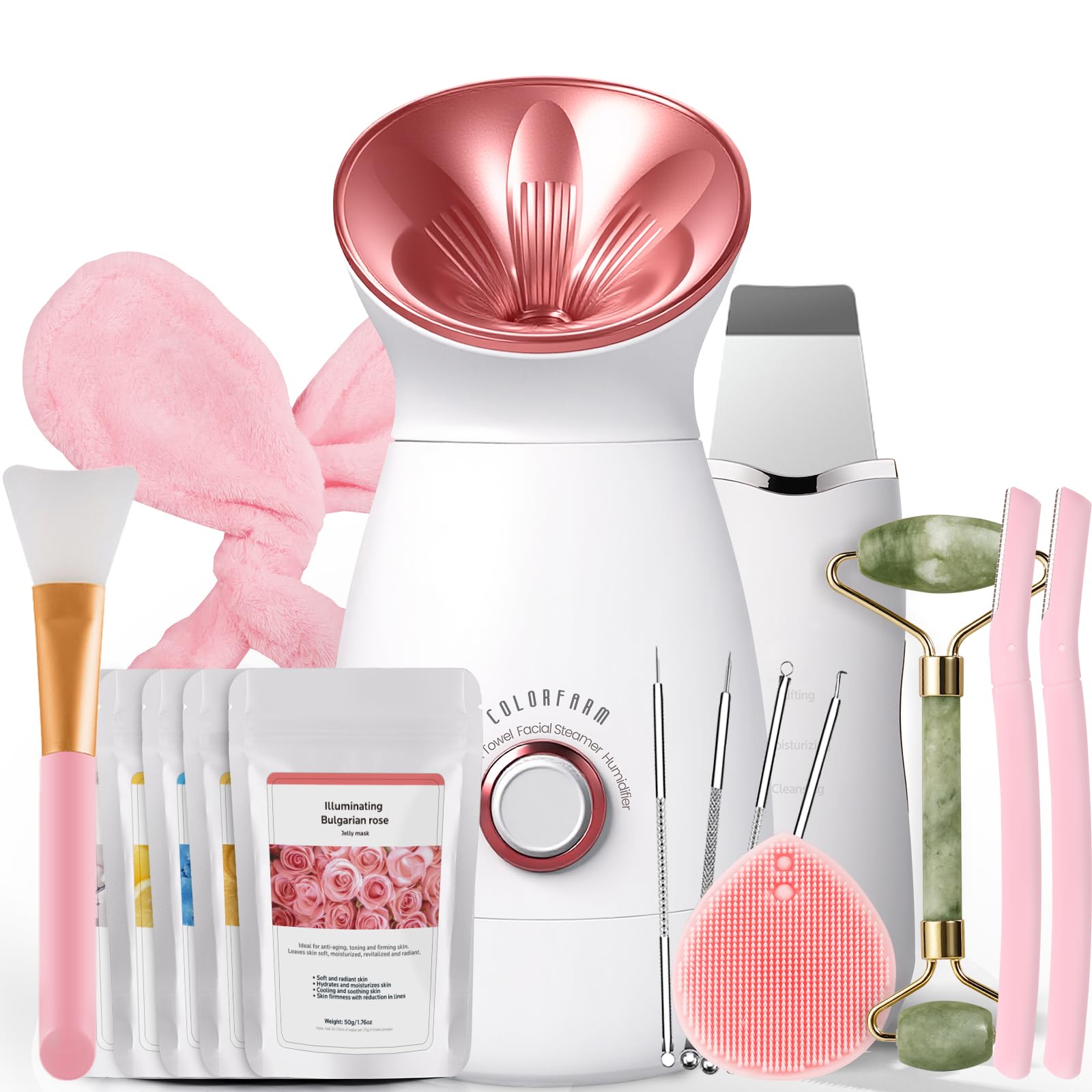 Colorfarm facial steamer rose gold nano mist for deep cleansing and hydration