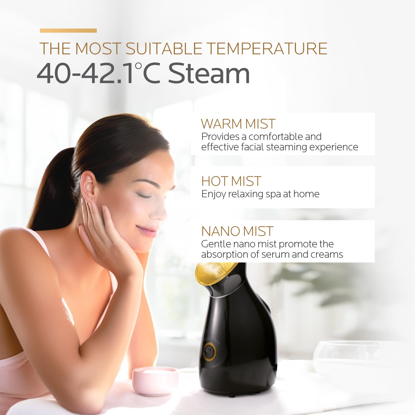 Colorfarm facial steamer UL-certified design ensures safe use and reliable performance