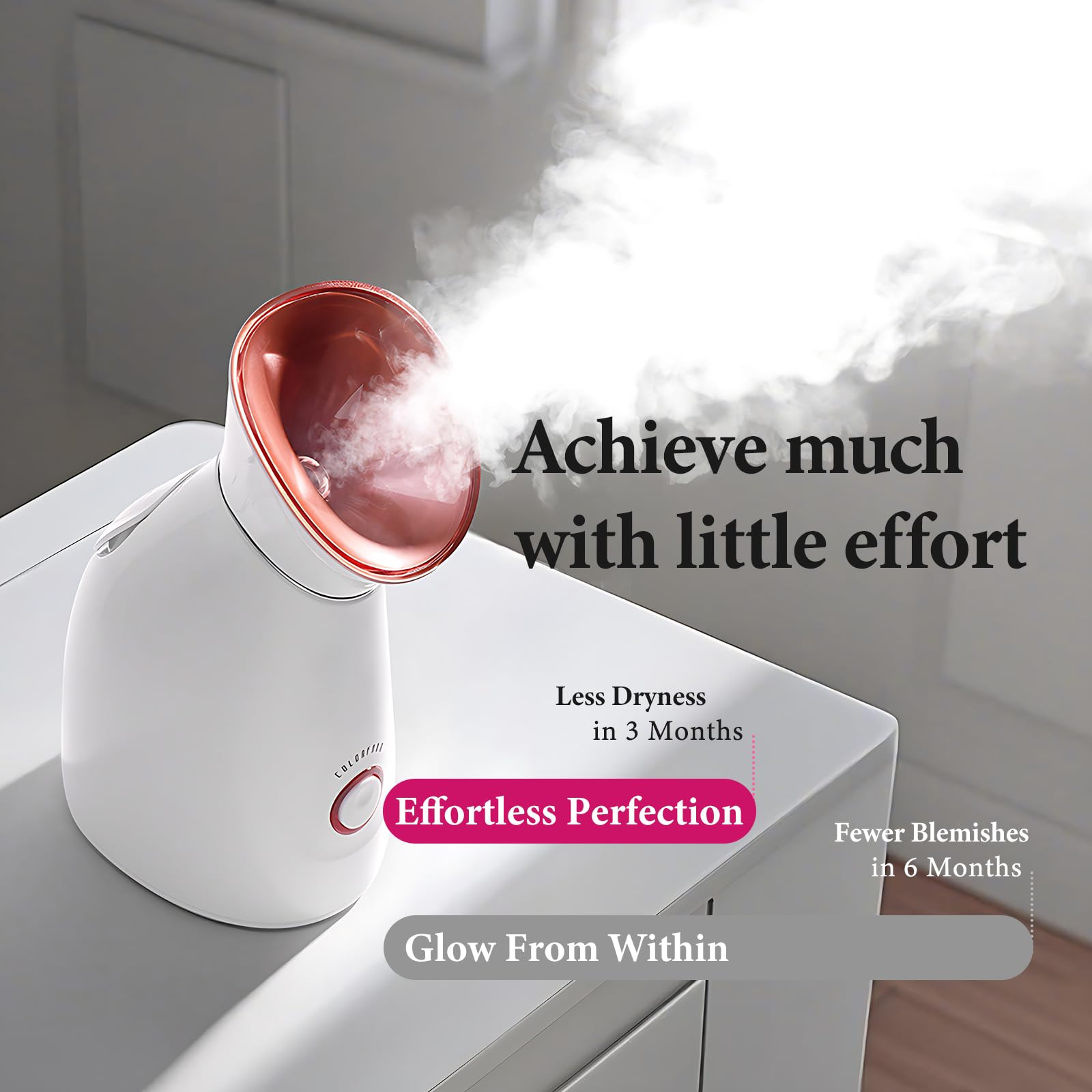 Colorfarm steamer runs 15 minutes for focused facial care