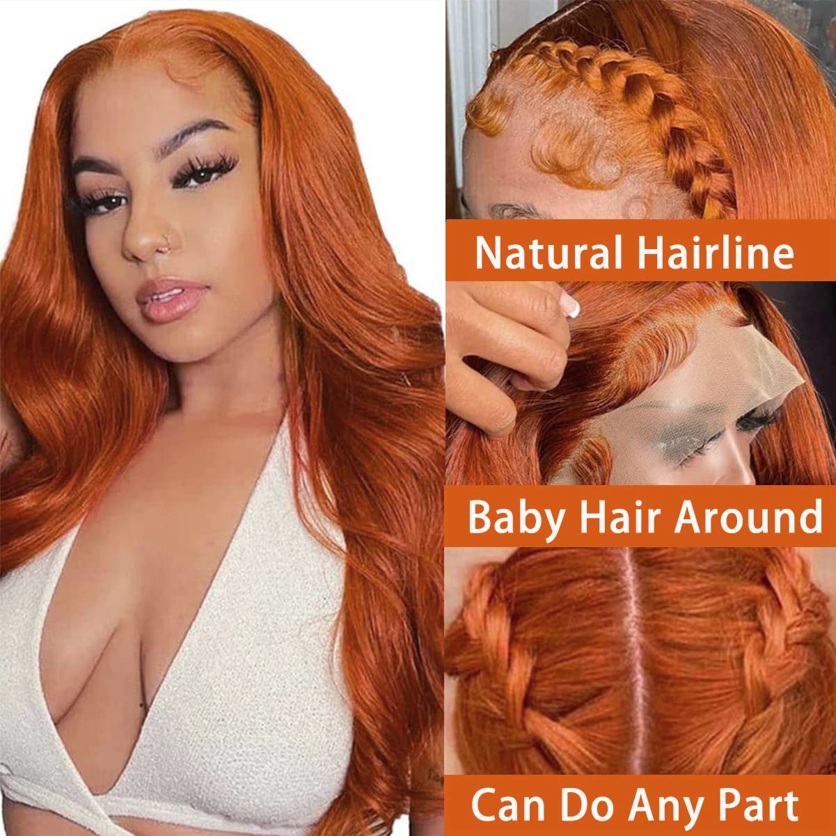 Colorful Bird 13x4 dark ginger lace front wig back view for fullness