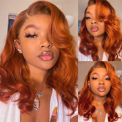 Colorful Bird 13x4 dark ginger lace front wig front view with natural hairline