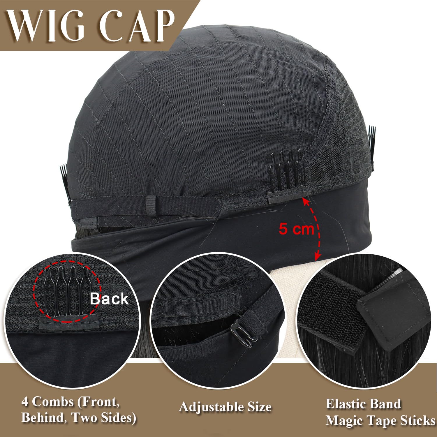 Colorful Queen breathable cap fits 22-22.5inch head for comfort