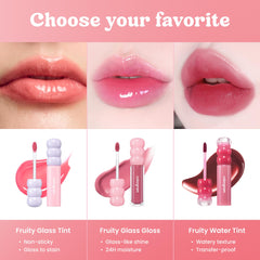 COLORGRAM Fruity Glass Tint 06 Joyful Tomato color payoff on lips with radiant pigment.