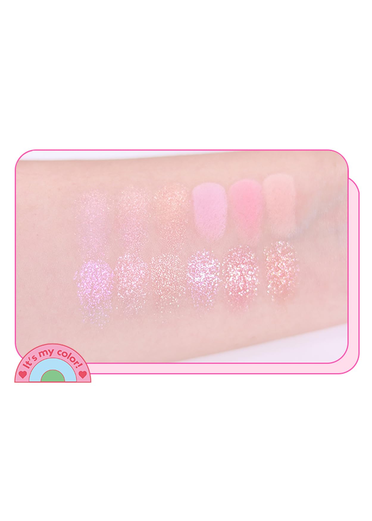 COLORGRAM Pin Point Eyeshadow Palette 04 Bright+Cool application swirl shows versatile shade pairings.