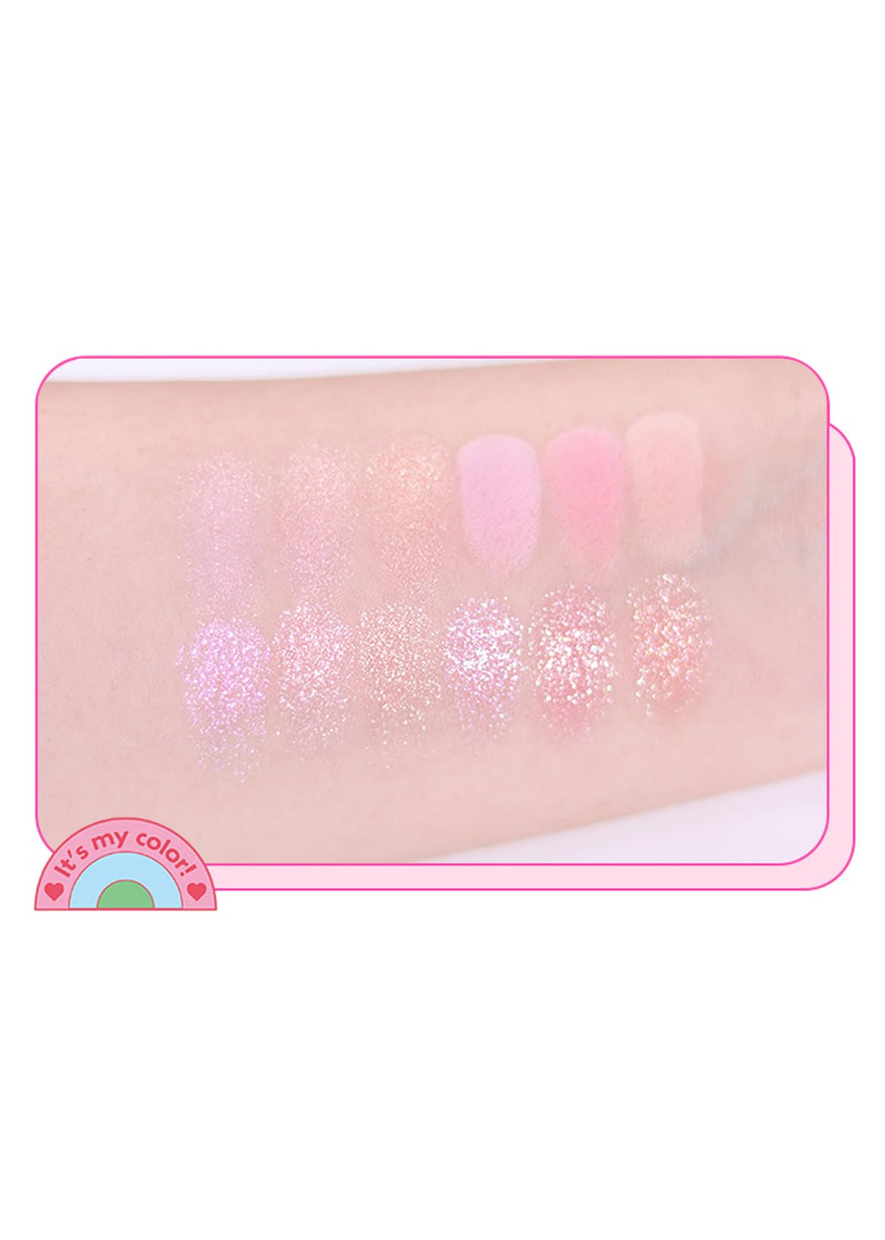 COLORGRAM Pin Point Eyeshadow Palette 04 Bright+Cool application swirl shows versatile shade pairings.