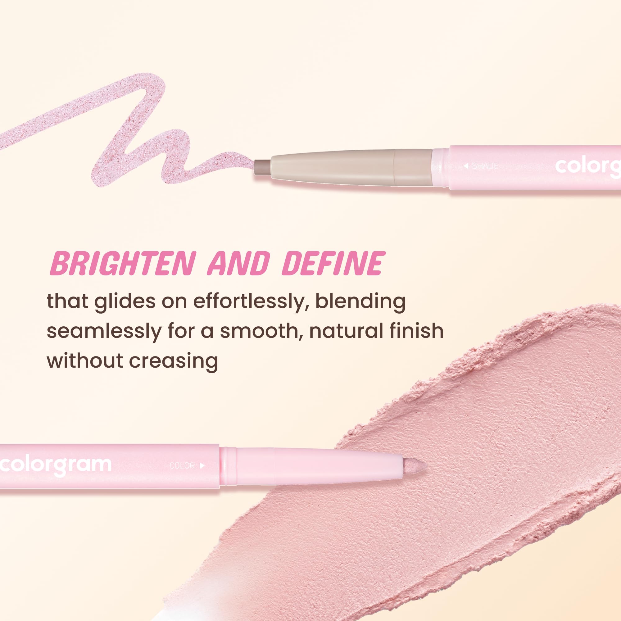 Swatches of COLORGRAM Under Eye Highlighter Stick 07 Warm Peach on skin