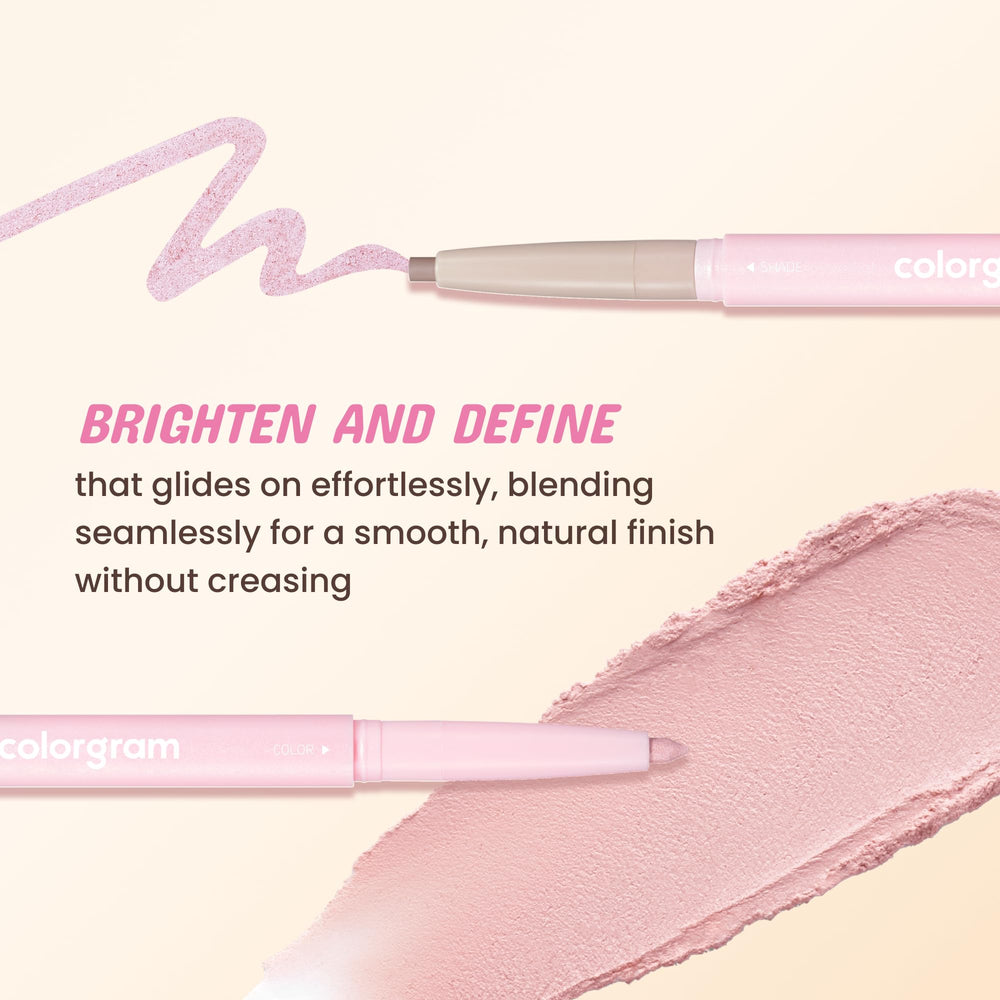 Swatches of COLORGRAM Under Eye Highlighter Stick 07 Warm Peach on skin