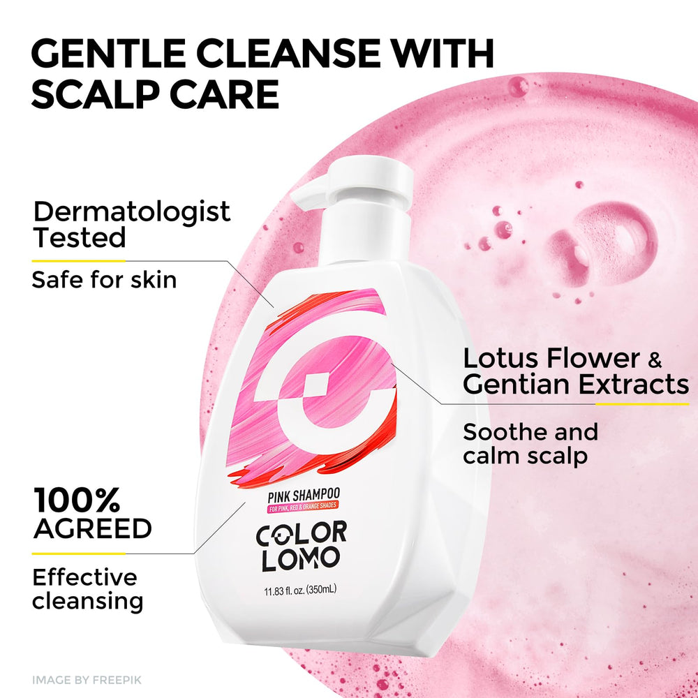 COLORLOMO dermatologist-approved badge signals safety for color care.