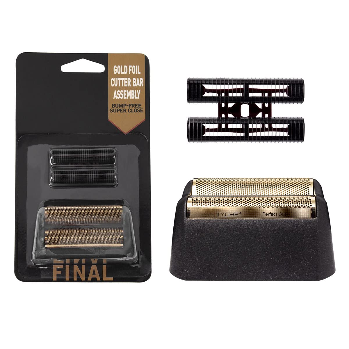 Colorski gold foil and cutter bar assembly for ultra-close professional shaves and long-lasting performance.