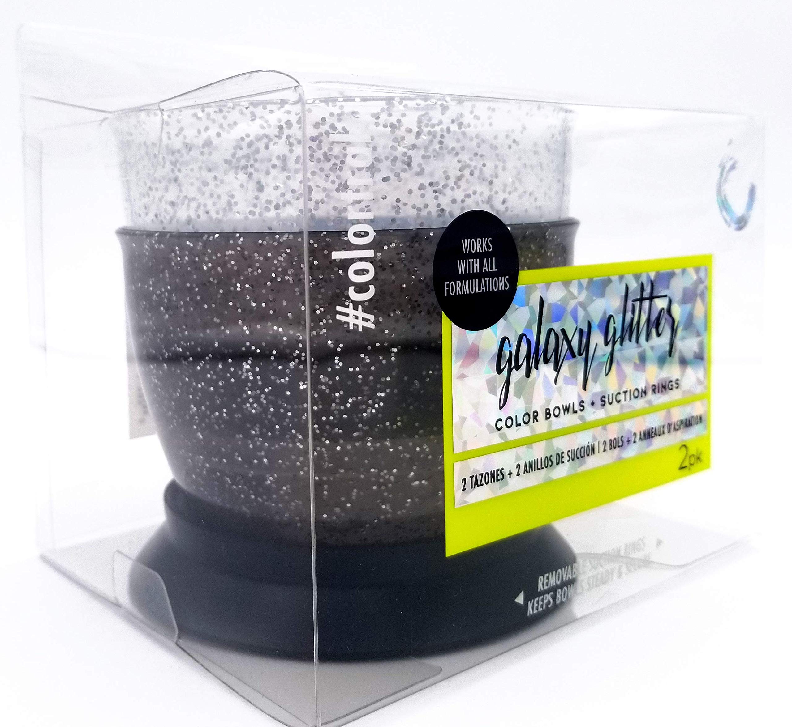 Colortrak Galaxy Glitter Bowls come in a 2-pack for busy salons.