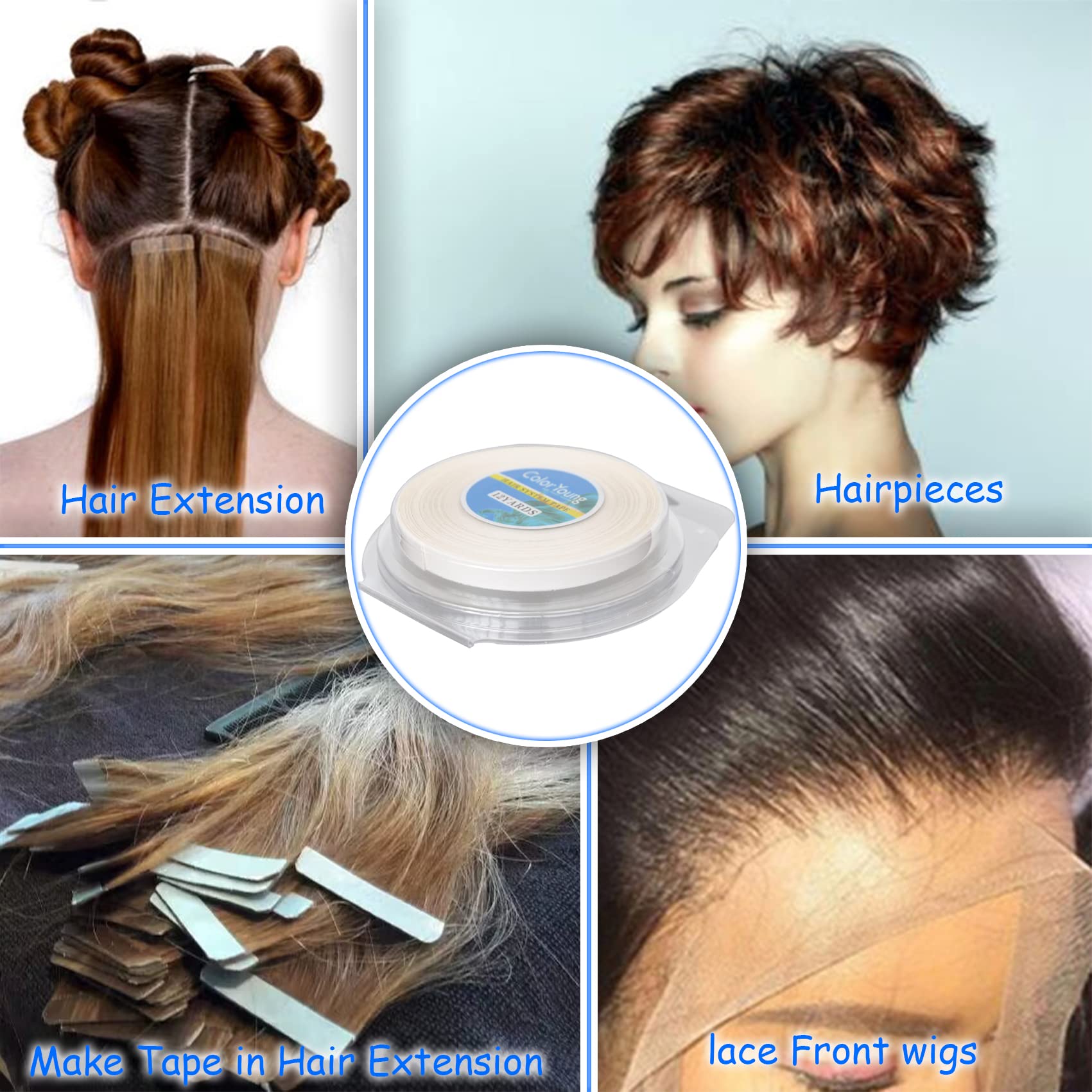 Coloryoung easy-remove hair extension tape with solvent-ready removal.