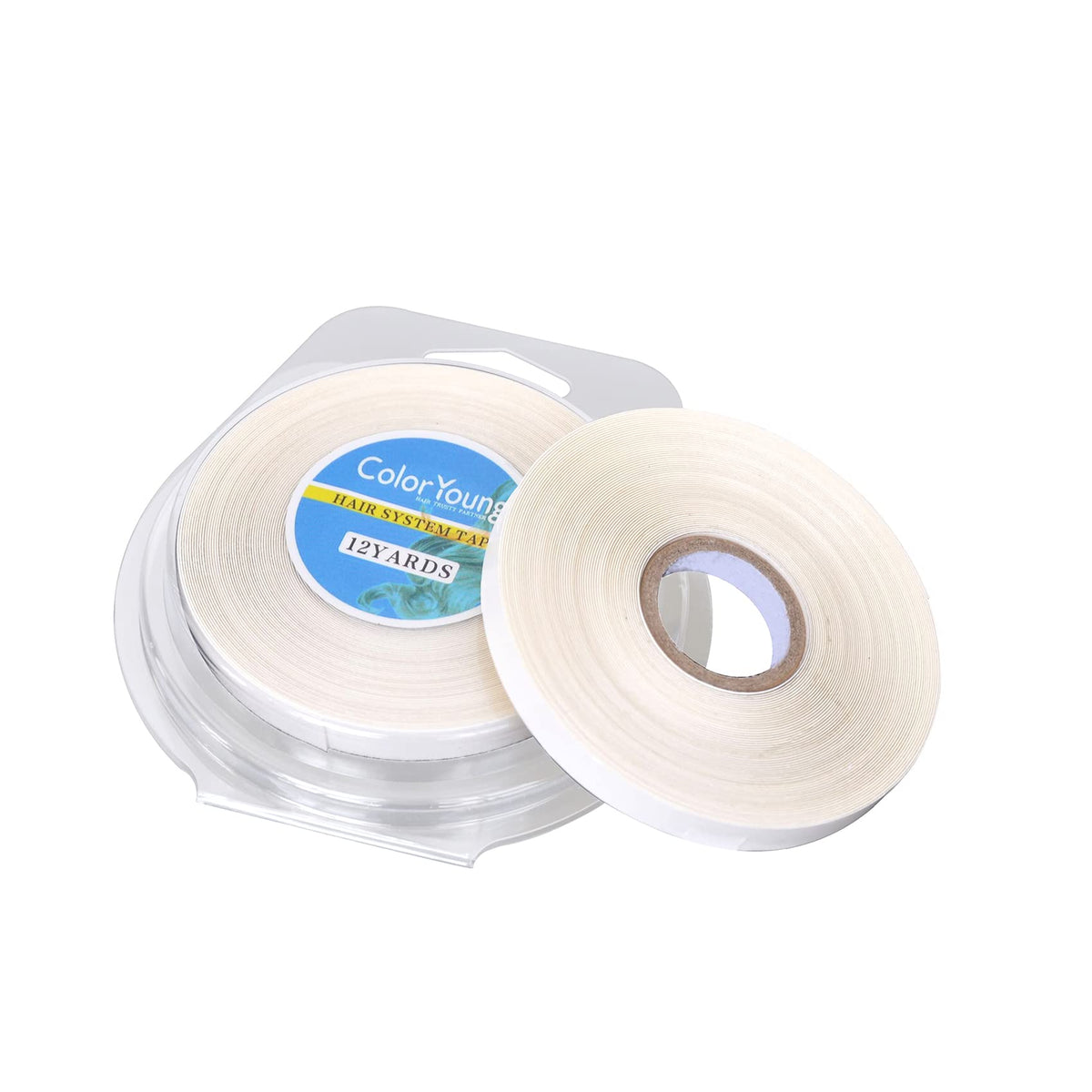 Coloryoung 5-16 inch white roll closeup, durable replacement tape for tape-in extensions.