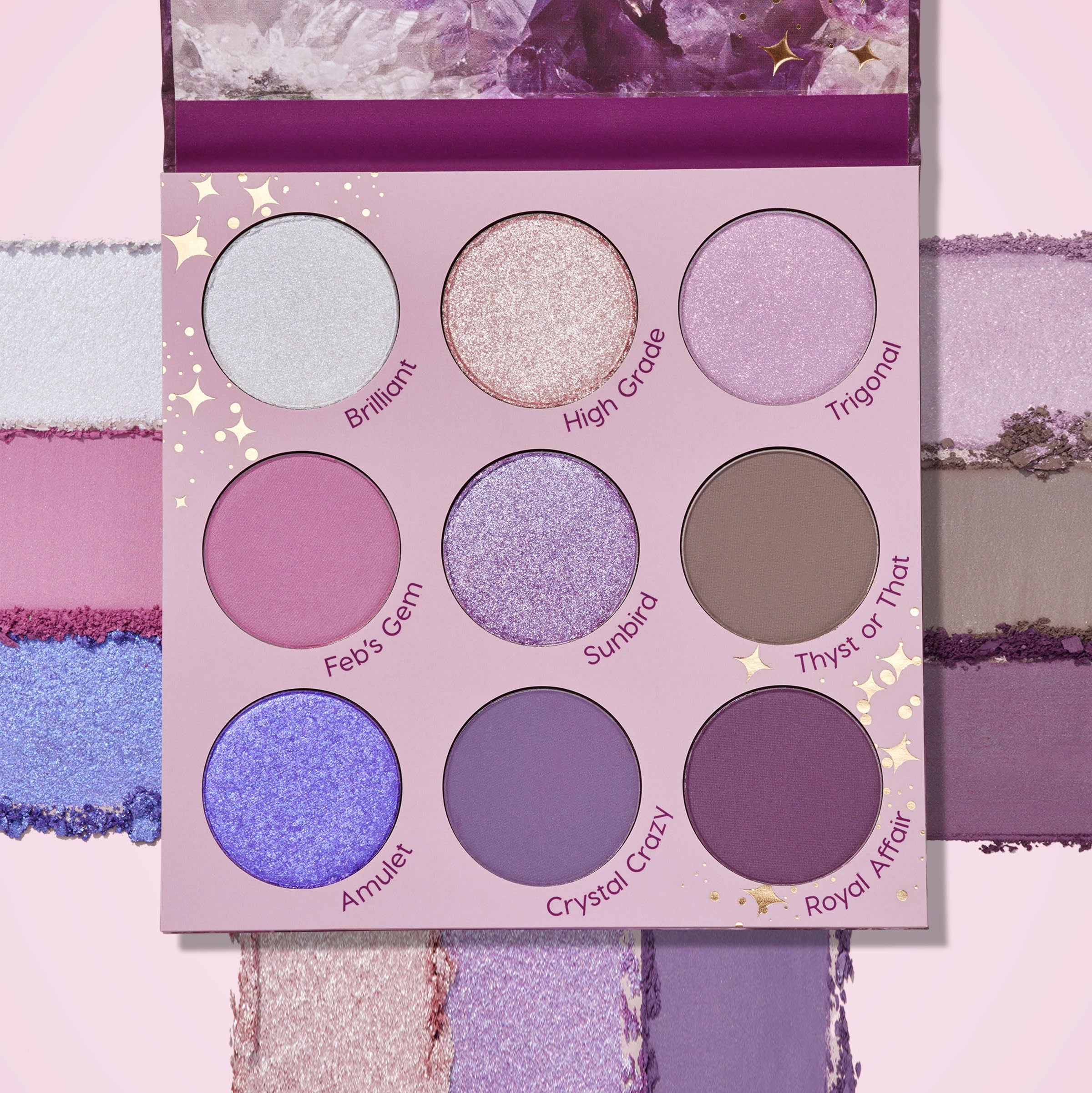 ColourPop All Amethyst lilac shade swatches highlighting blendable color