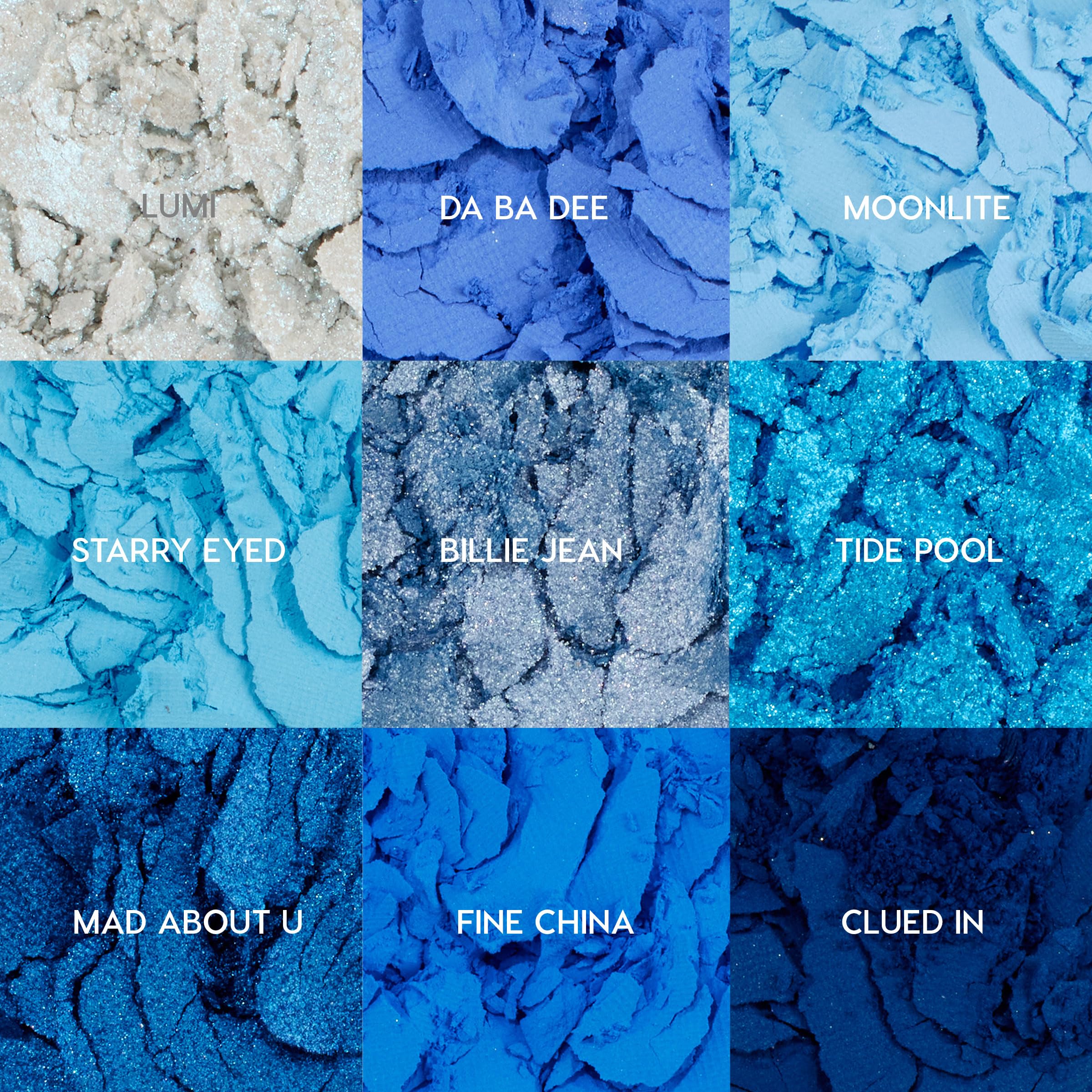 ColourPop Blue Moon palette application tools highlight color payoff.