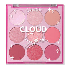 ColourPop Cloud Spun palette closeup shows rich matte and metallic shades for versatile looks.