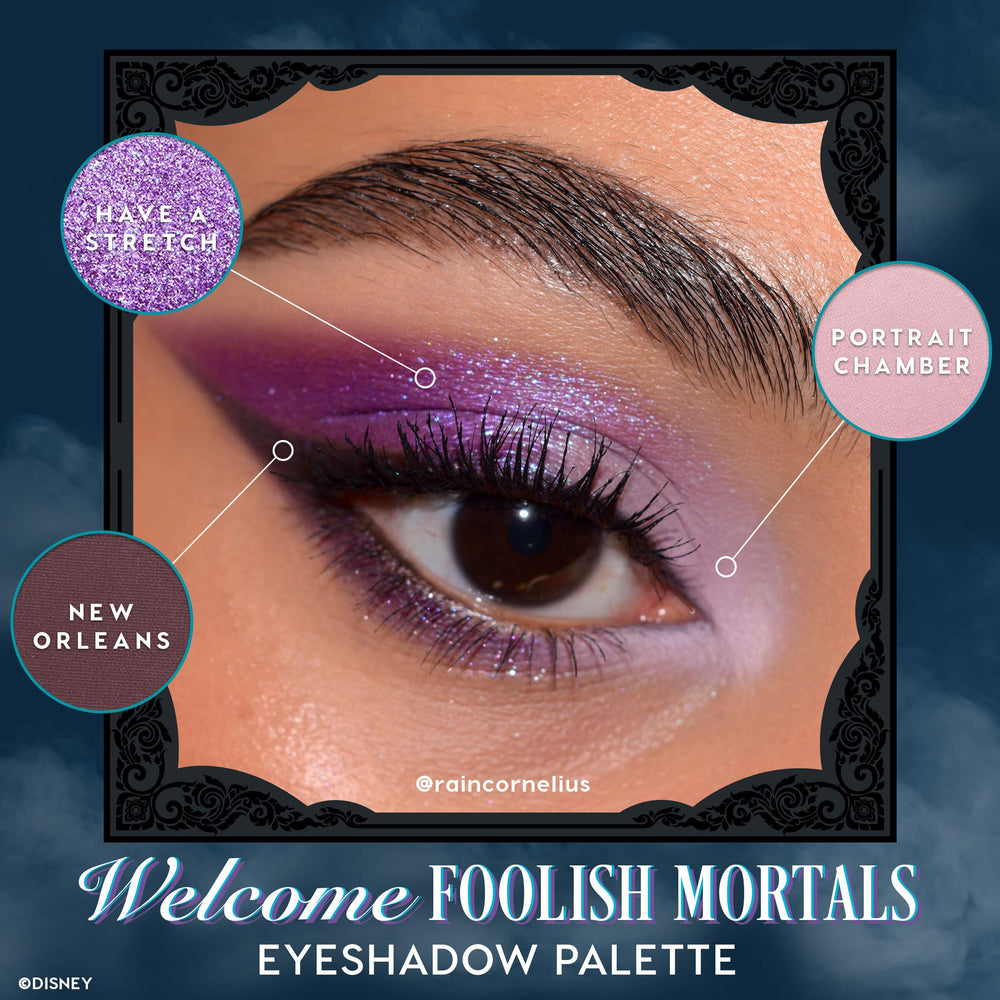 ColourPop Haunted Mansion shadow application brush shot, demonstrating smooth blendability for customizable effects.