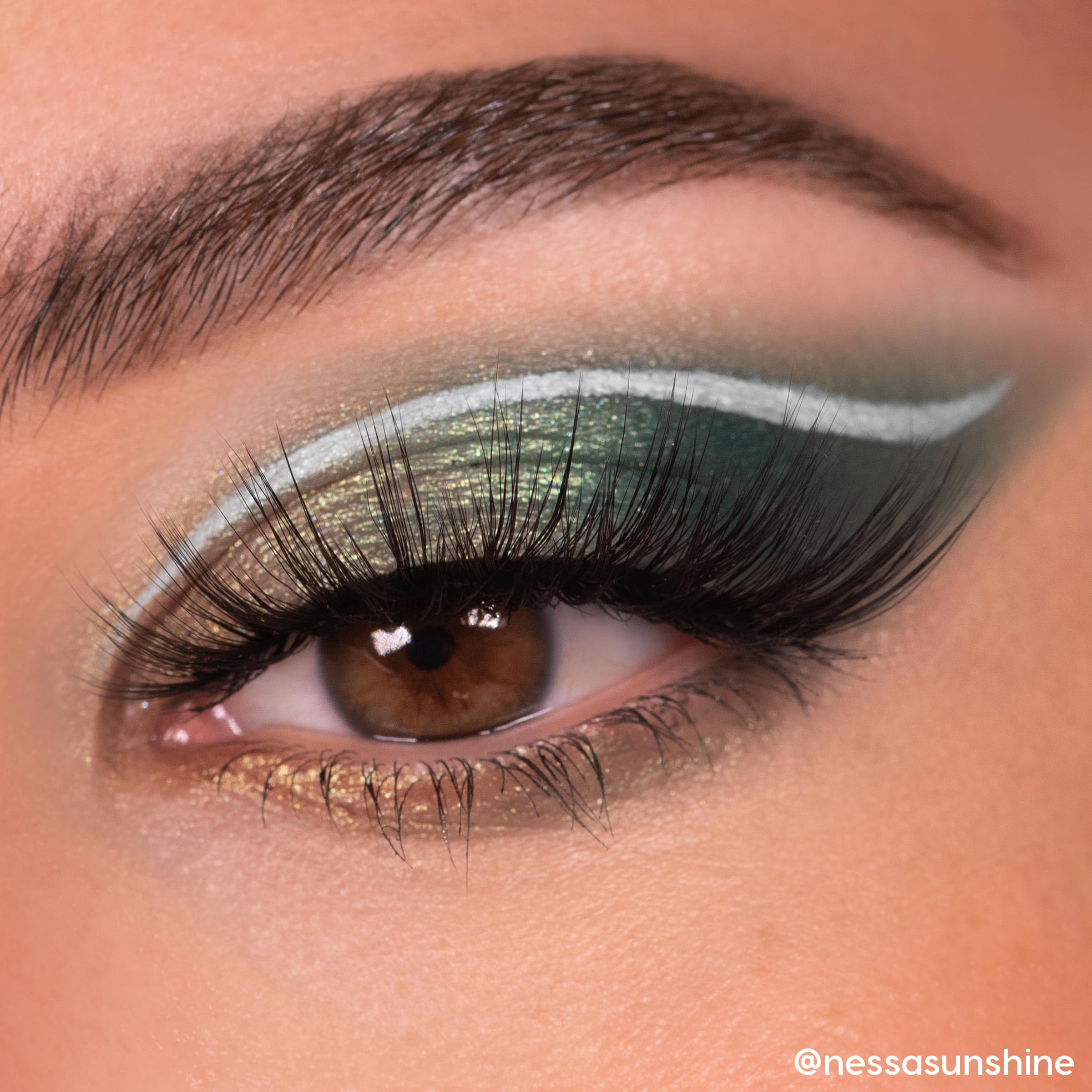 ColourPop Just My Luck evening look with bold green shades for drama