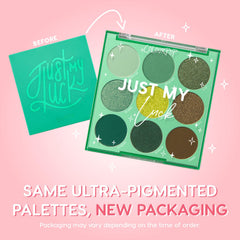 ColourPop Just My Luck green shades swatches with rich pigment and smooth blend