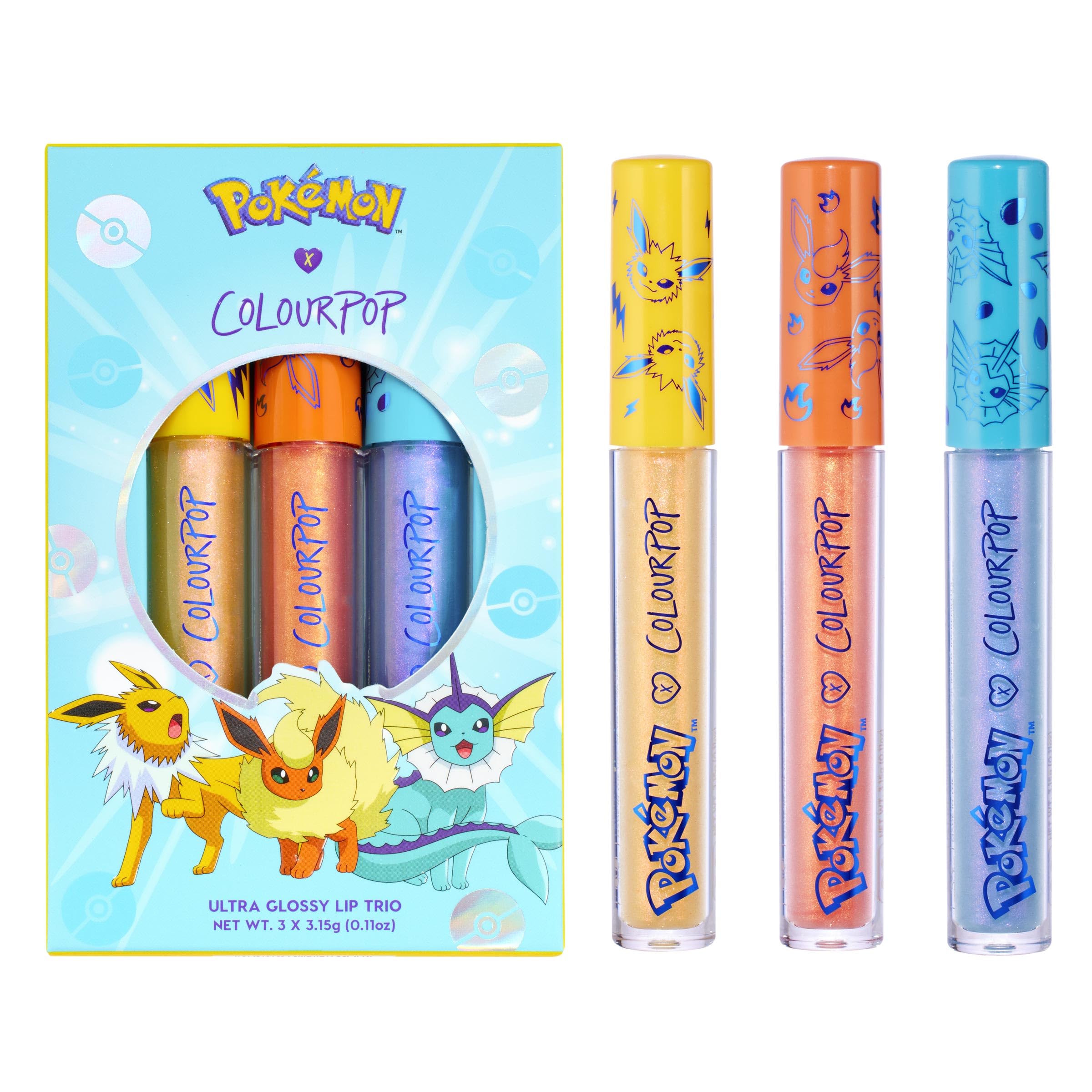 ColourPop Pokémon Evolution Ultra Glossy Lip Trio packaging ready for gifting.