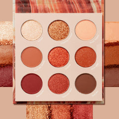 ColourPop Rock On palette open panels display nine shades across matte and metallic finishes.