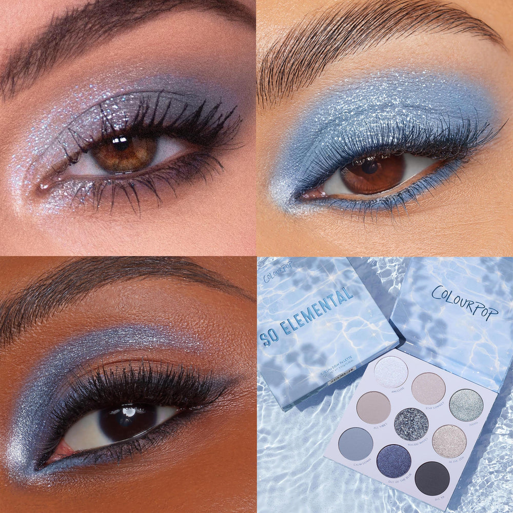ColourPop So Elemental matte blue shade offers velvety payoff and crease-safe application.