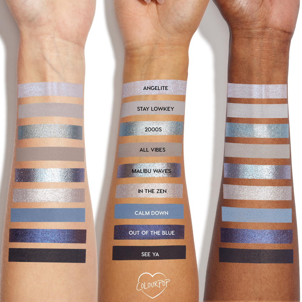 ColourPop So Elemental silver chrome shade demonstrates a reflective finish for chrome accents.